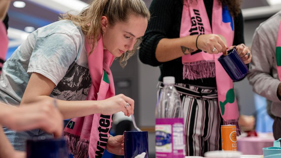 Students making a dessert
