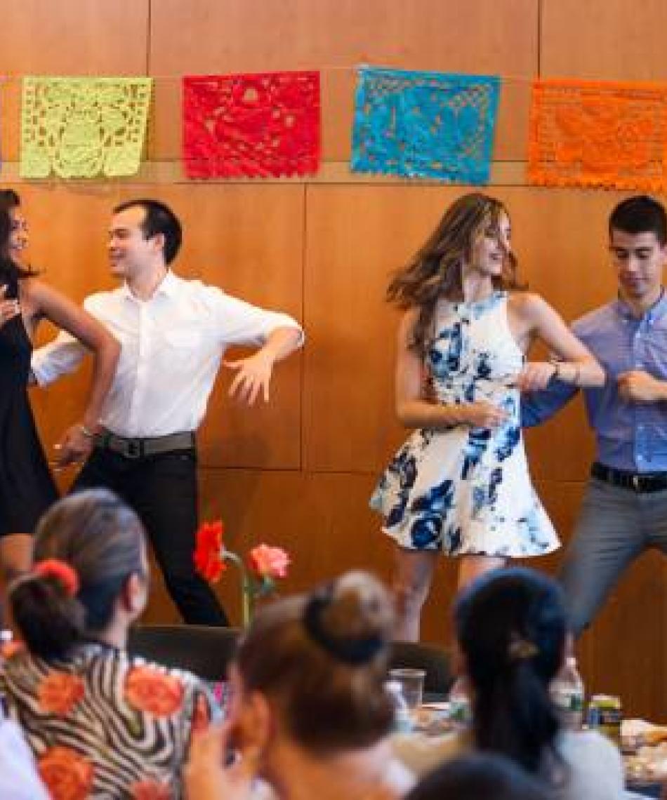 Students performing a cultural dance