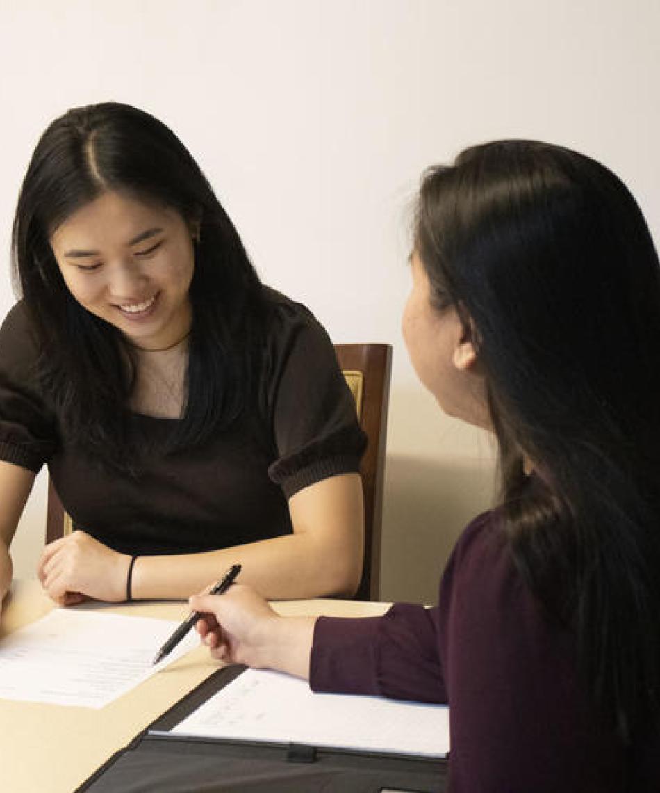 Student meeting with a career advisor 