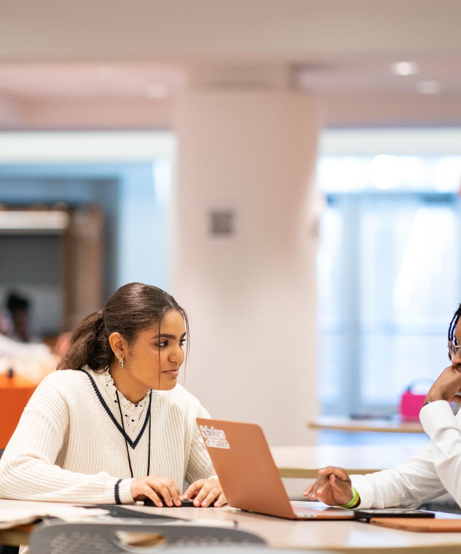 Two students working together