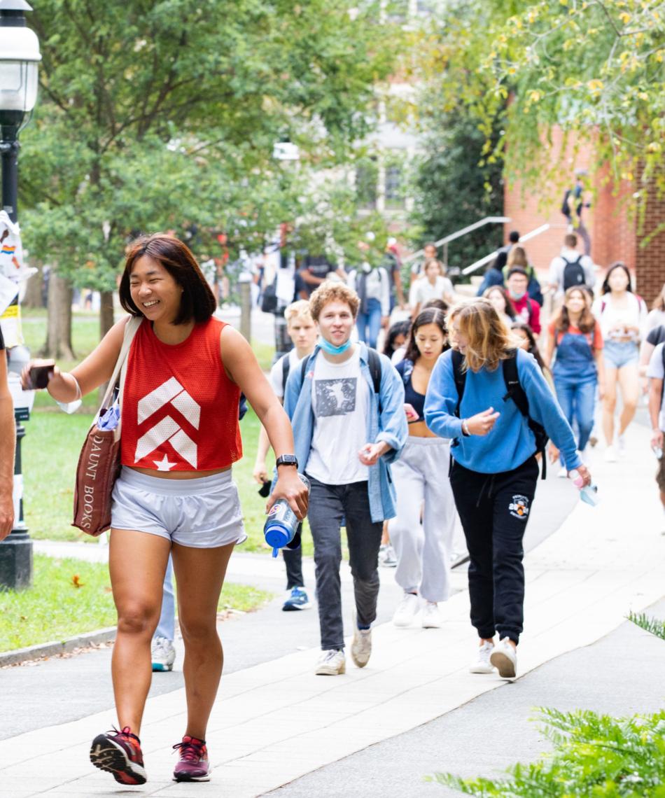 Students walking on campus