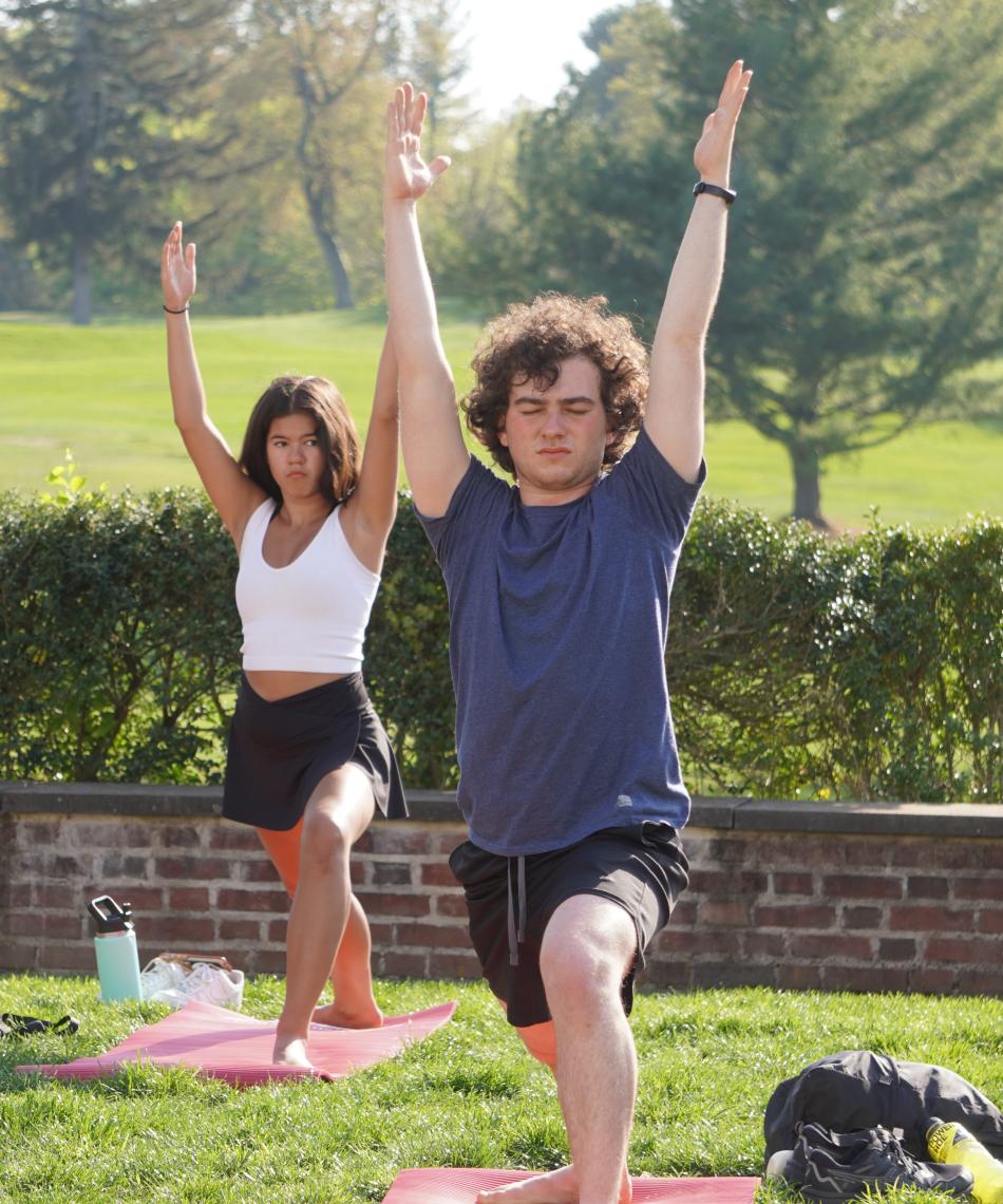 Students doing yoga