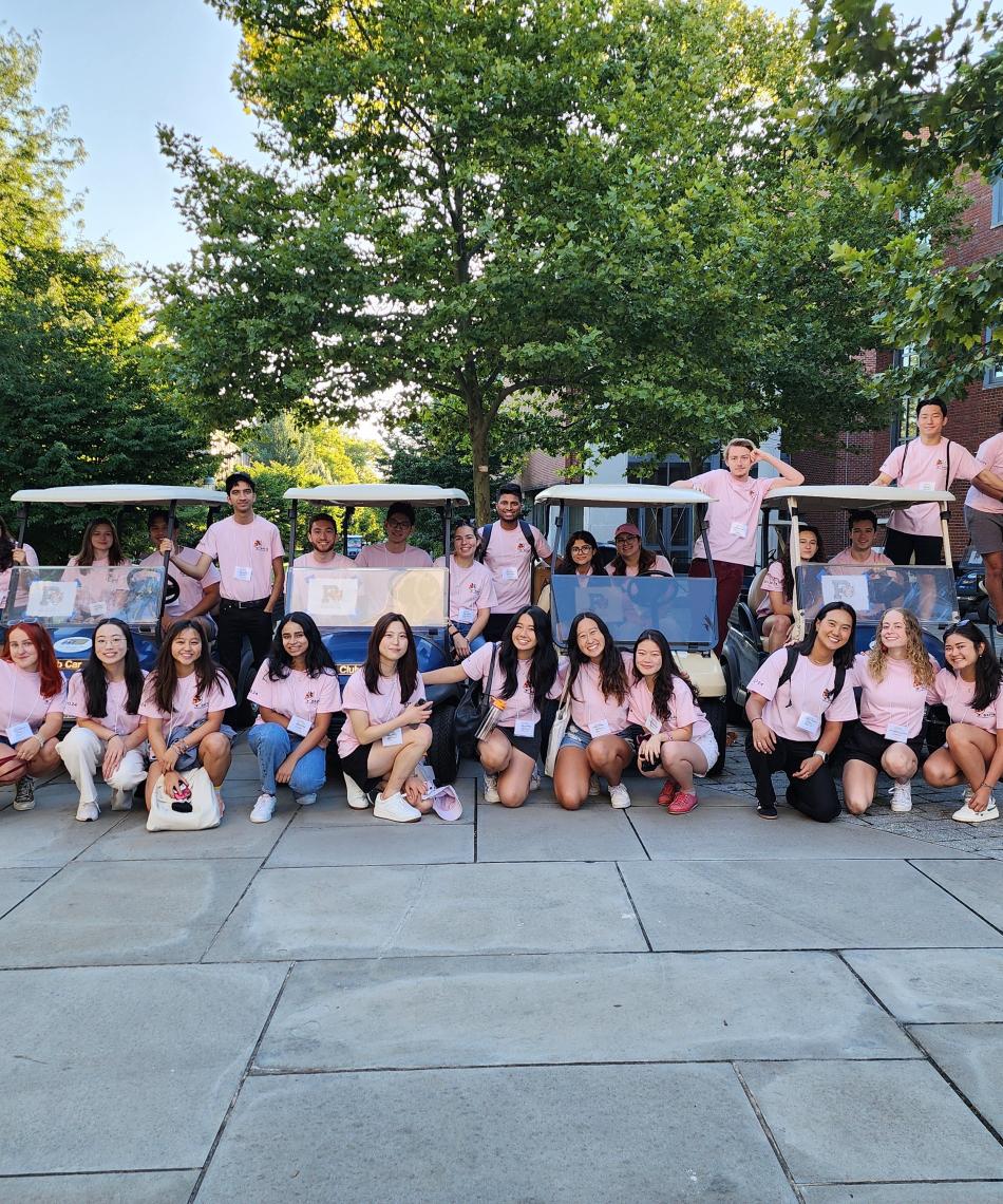 students posing outside