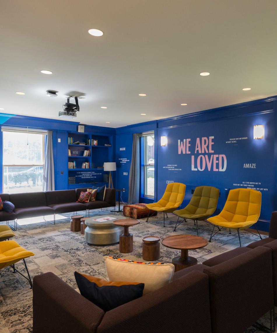 A lounge in the Carl A. Fields Centert