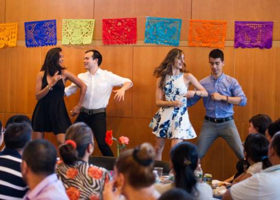 Students performing a cultural dance