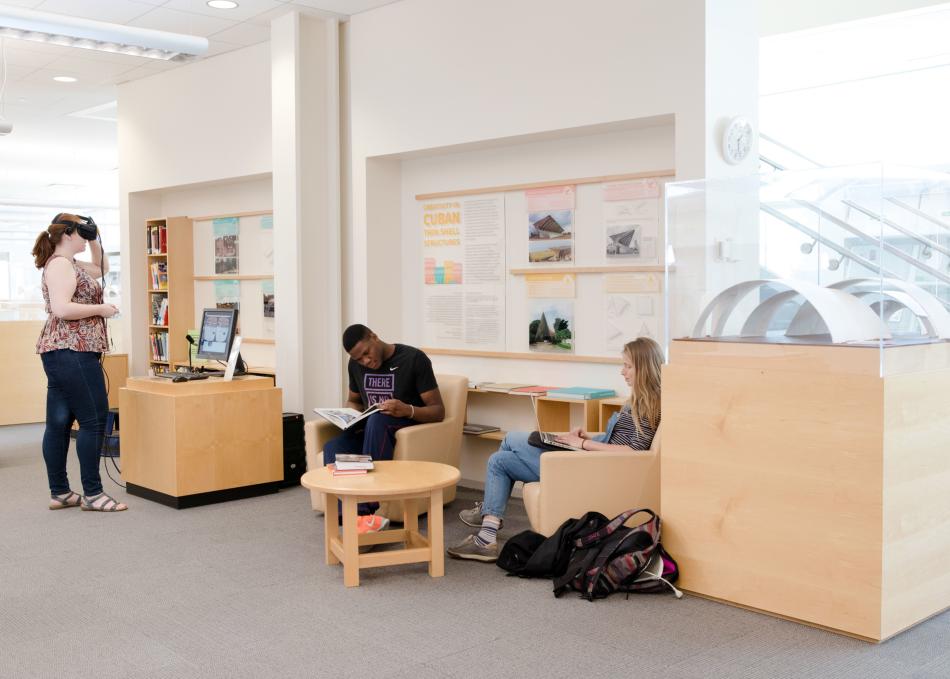 Students in the engineer library