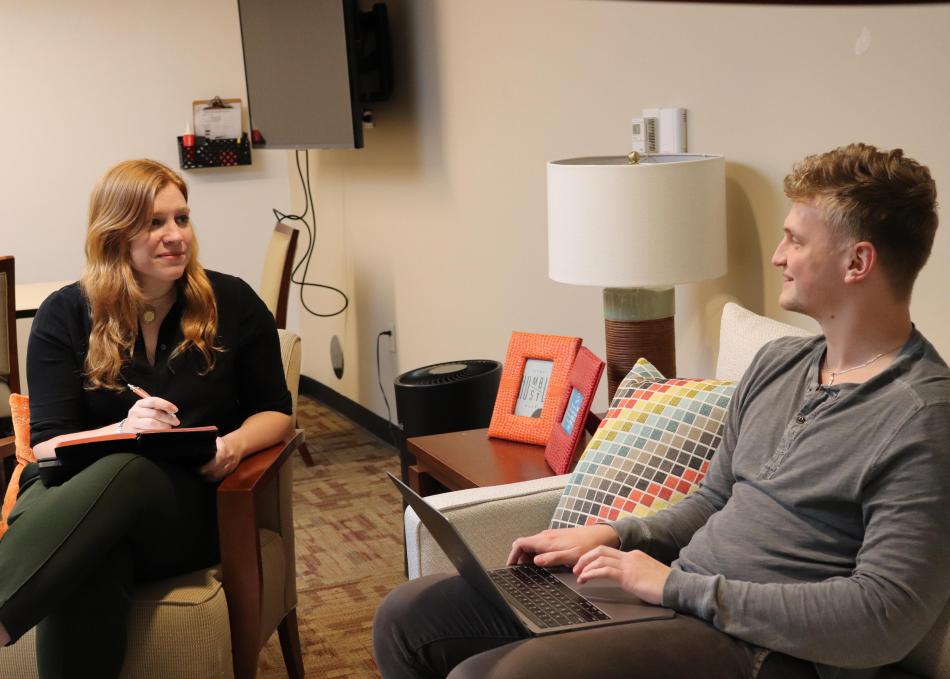Undergraduate student receiving career advising