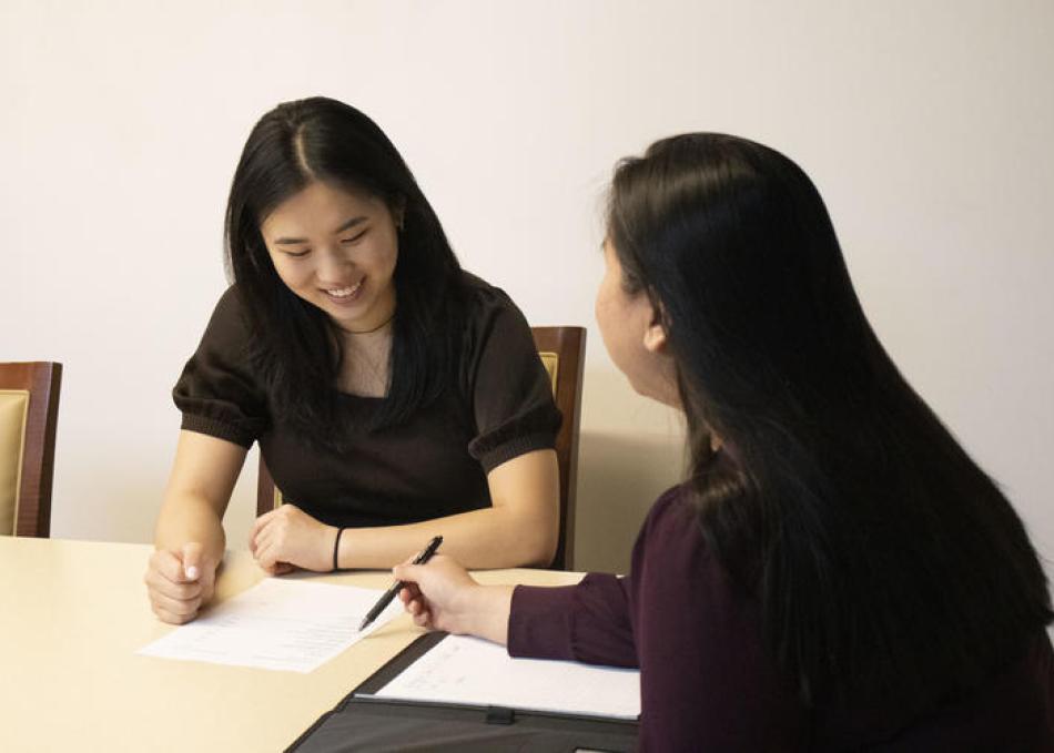 Student meeting with a career advisor 