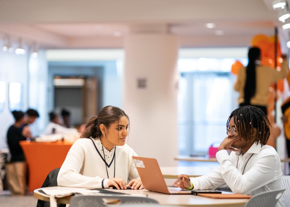 Two students working together