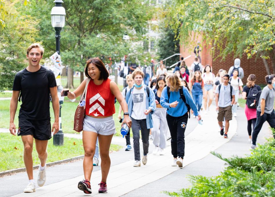 Students walking on campus