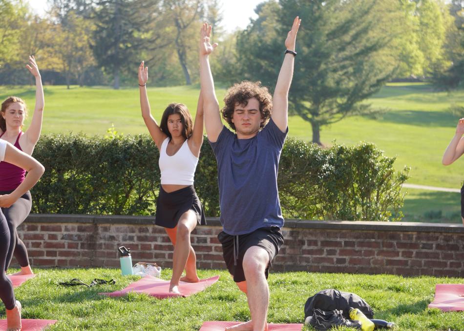 Students doing yoga