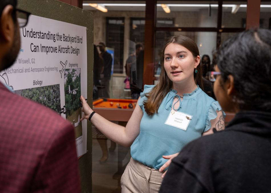 Student presenting research