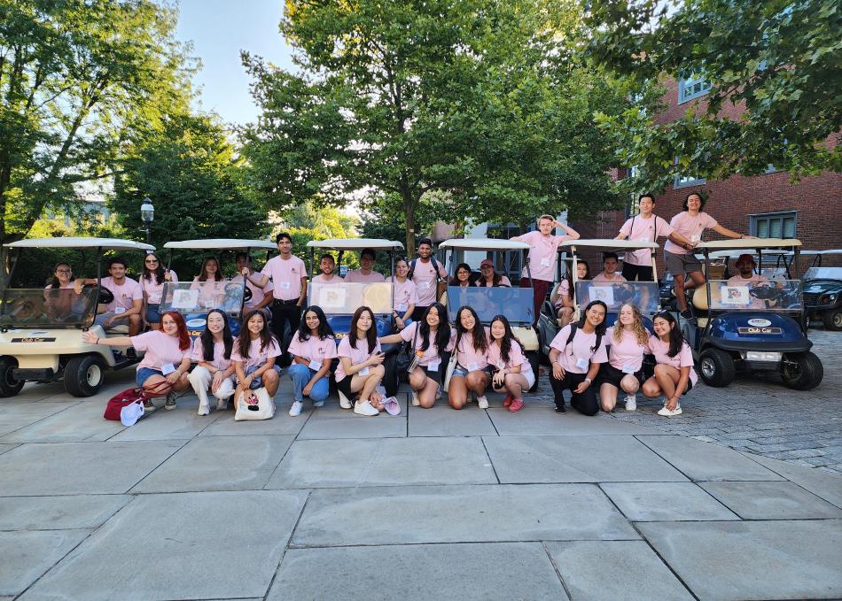 students posing outside