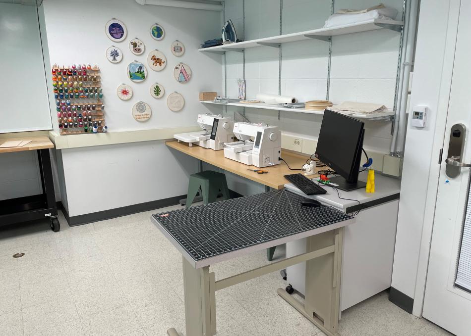 an embroidery machine and work 