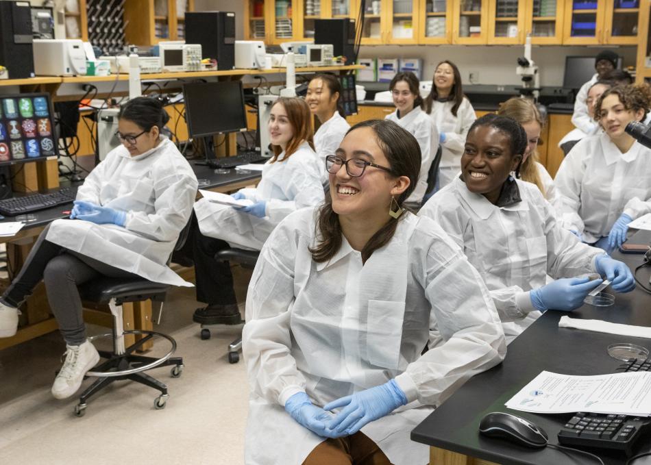 Students in a biology lab