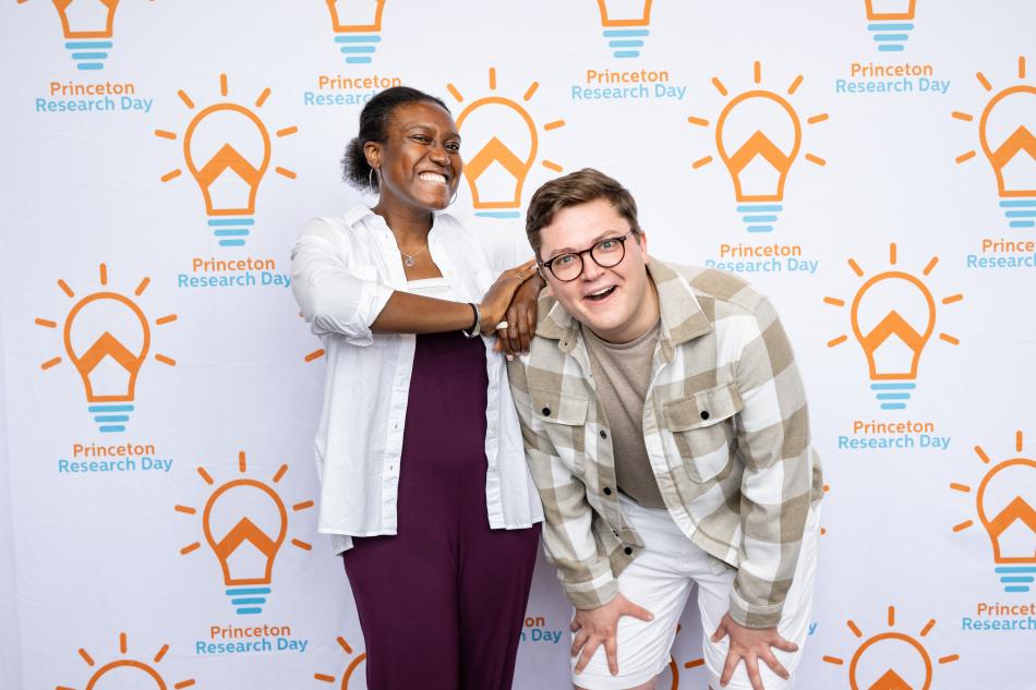 Students posing in front of a backdrop for Princeton Research Day